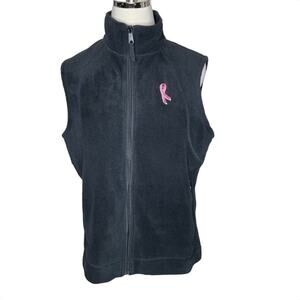 Columbia Women’s Size Medium Black Fleece Cancer Awareness Vest Zip Front